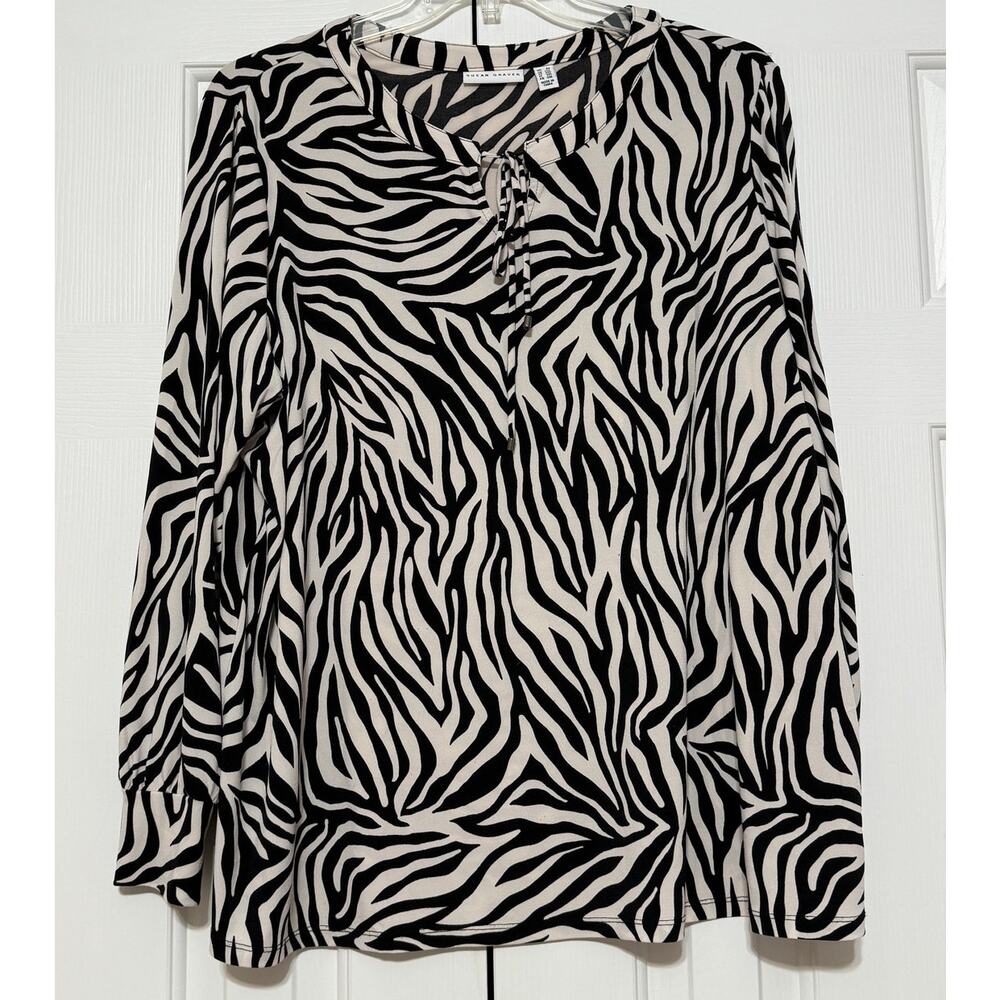 Susan Graver Liquid Knit Zebra Print Top, Size 2XL